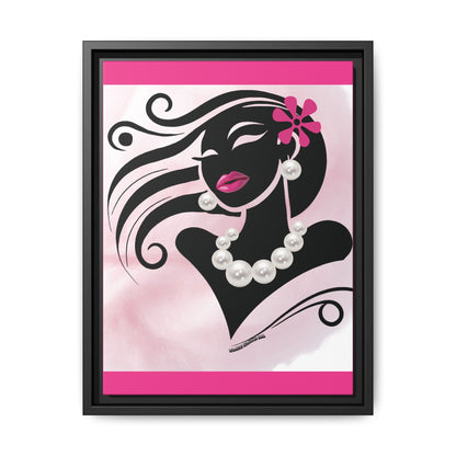 Pearls & Curls6 | Pink Pout - Framed Matte Canvas Art