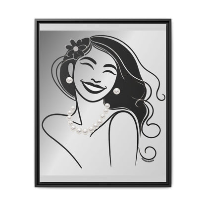 Pearls & Curls 3 | Black and White Framed Matte Canvas Wall Art
