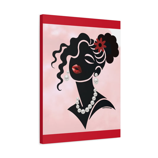 Pearls & Curls5 | Black and White Matte Canvas Print