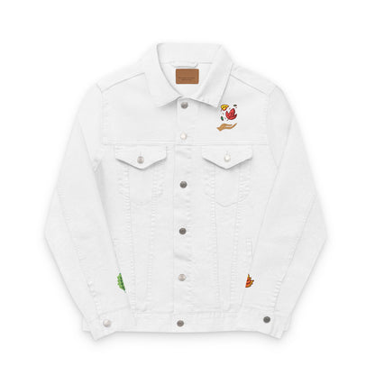 The Cozy Edit1 - Embroidered Denim Jacket (classic, black, and white denim)