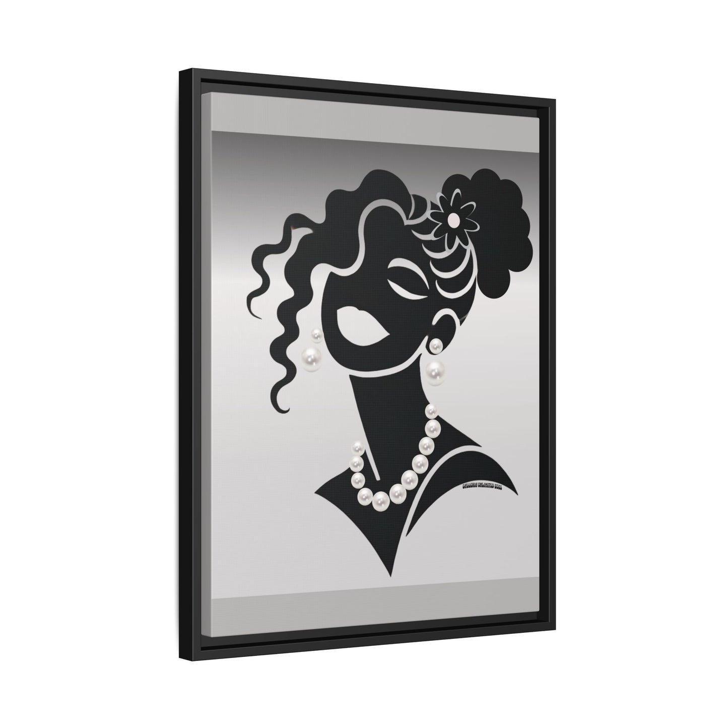Pearls & Curls5 | Black and White - Framed Matte Canvas Art (black or white frame)