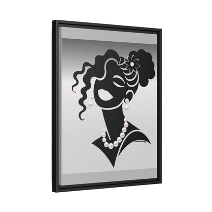 Pearls & Curls5 | Black and White - Framed Matte Canvas Art (black or white frame)