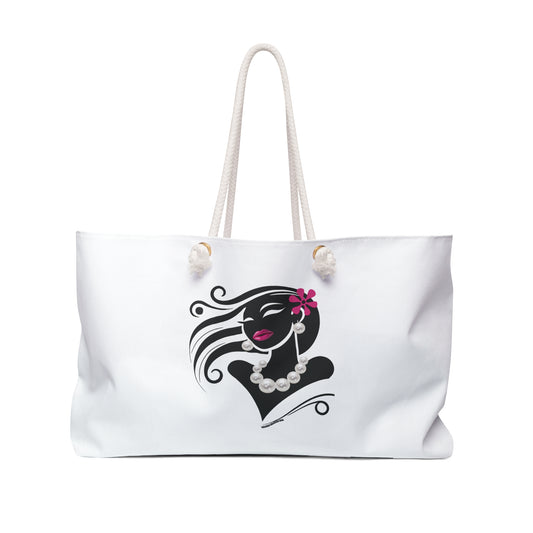 Pearls & Curls6 | White - Two-Sided Weekender Bag