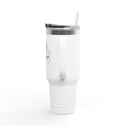 Pearls & Curls4 | Ruby Kiss - Insulated Travel Mug, 40oz (black, white, or red)