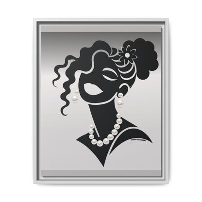 Pearls & Curls5 | Black and White - Framed Matte Canvas Art (black or white frame)