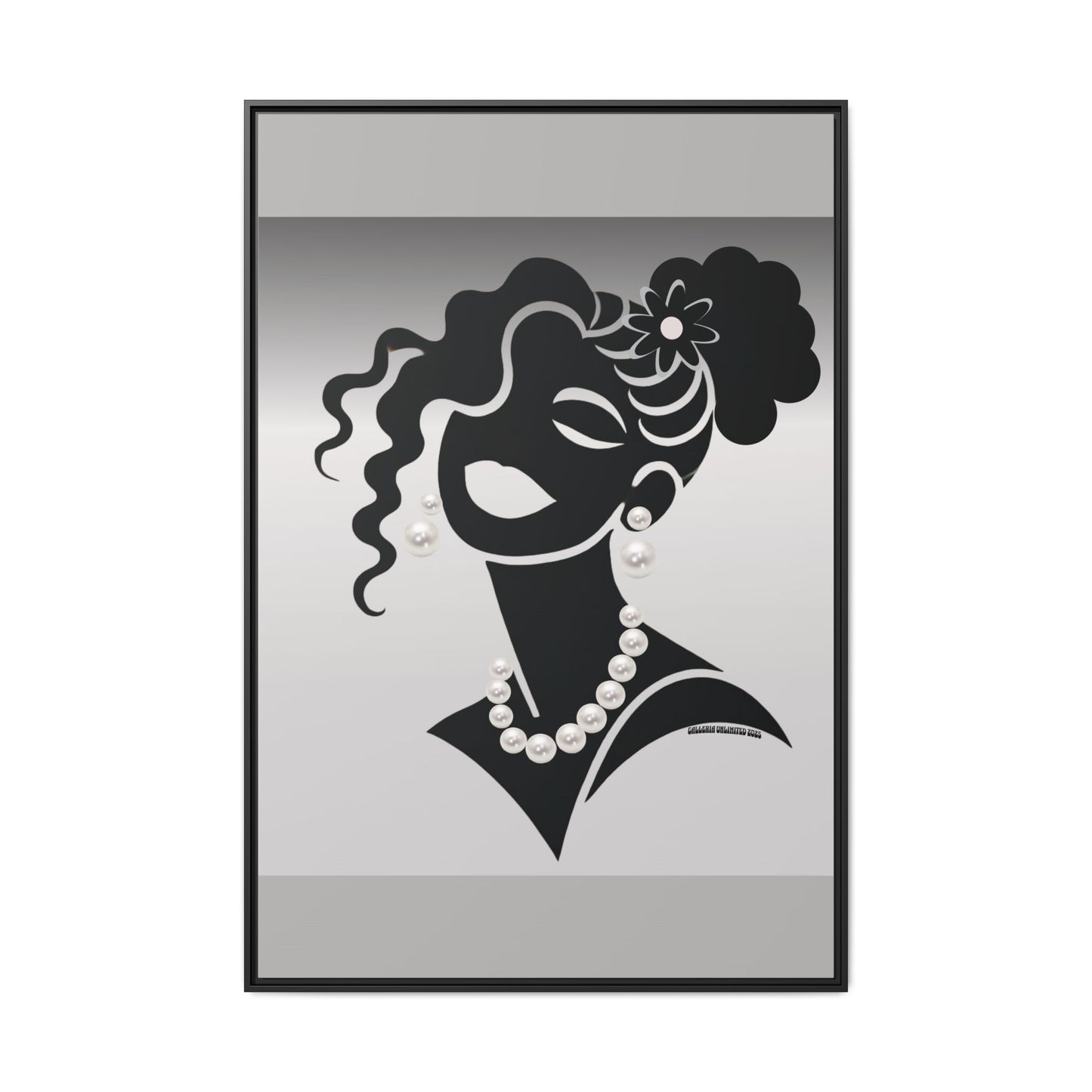 Pearls & Curls5 | Black and White - Framed Matte Canvas Art (black or white frame)