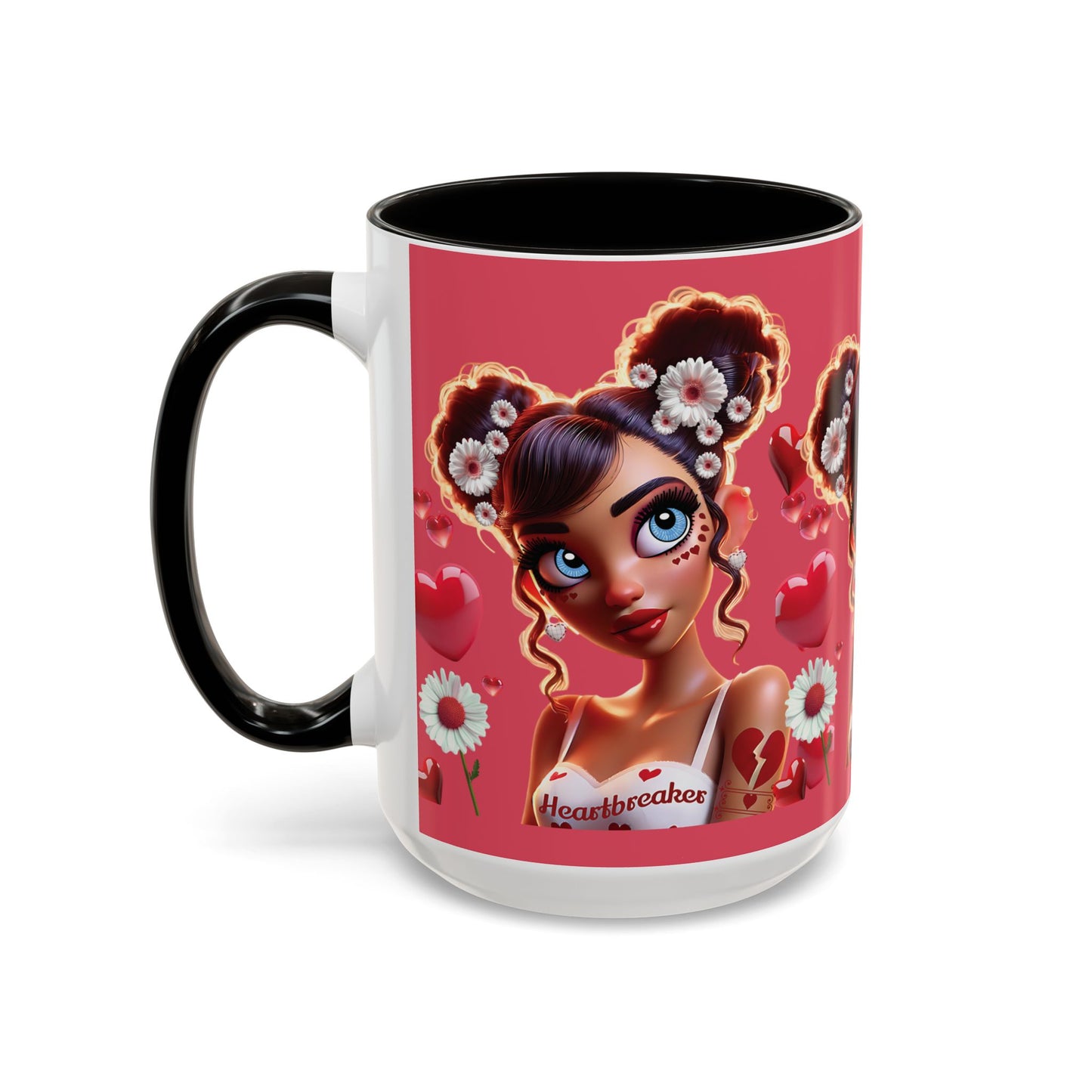 Heartbreaker 1 | Raspberry - Coffee Mug, two-tone, 15 oz (multiple handle colors)