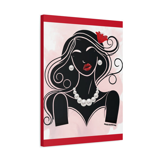 Pearls & Curls1 | Ruby Kiss Matte Canvas Print