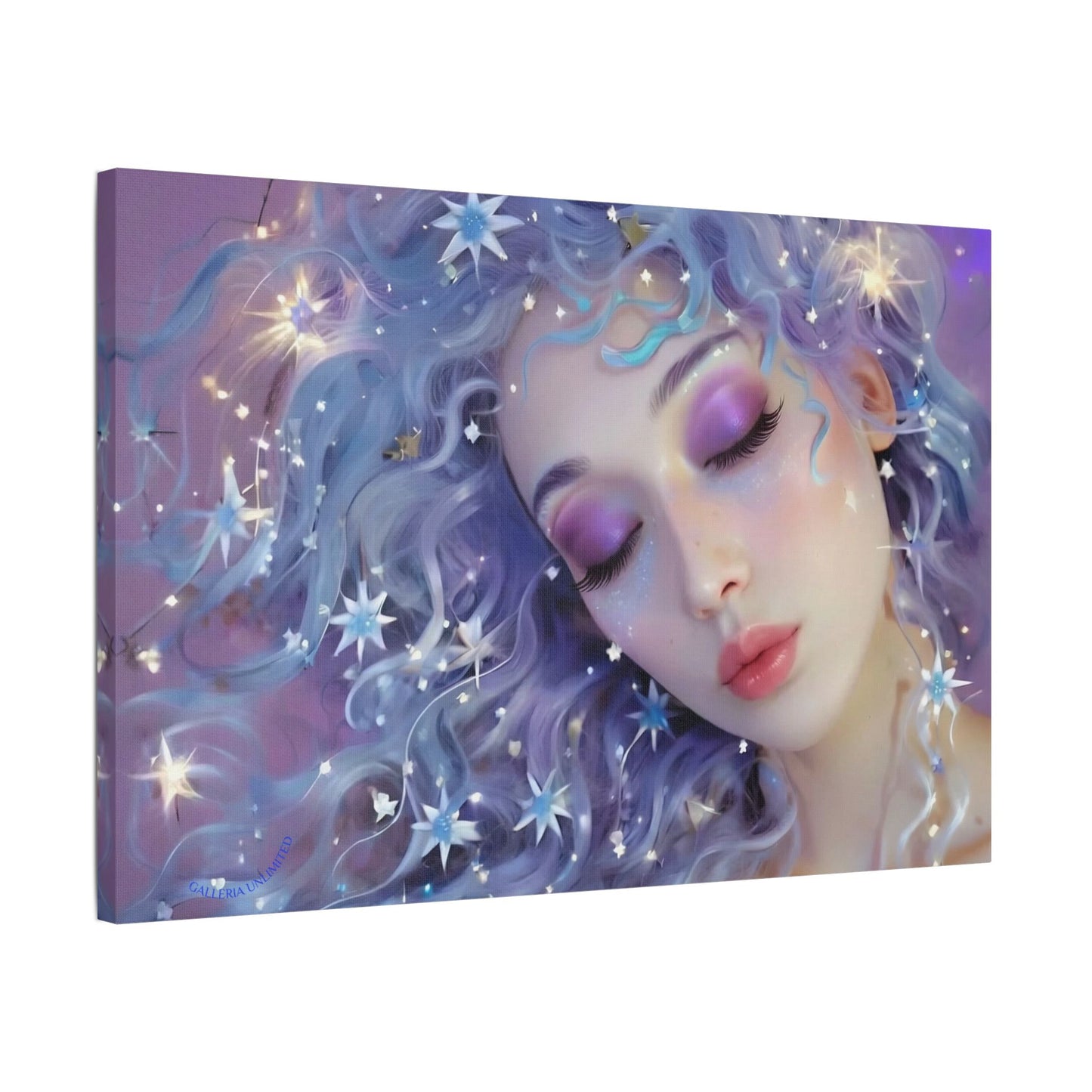 Winter Fantasy 4 | Celestial Maiden Serenity Satin Stretched Canvas Print