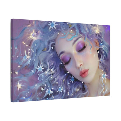 Winter Fantasy 4 | Celestial Maiden Serenity Satin Stretched Canvas Print