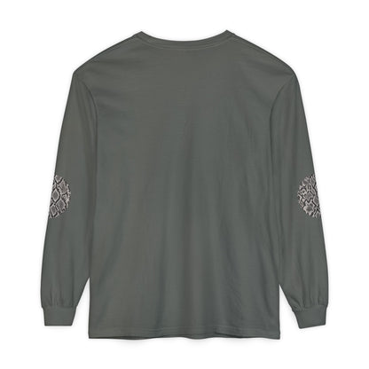 Snake | Grey Snakeskin Circle Patches Long Sleeve T-Shirt (Elbow Accents), multiple shades