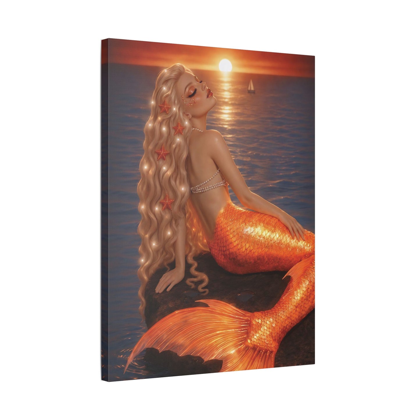 Gilded Sirens | Amber Horizon, Satin Stretched Canvas Print