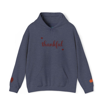 The Thankful Edit1 | Maroon Embroidered Thankful Hoodie, maroon hearts (multiple colors)
