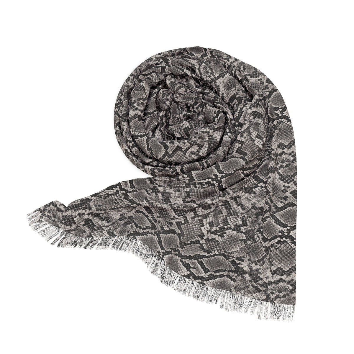 Snake | Grey Snakeskin Light Scarf — Sheer Lightweight Animal Pattern Fashion Scarf