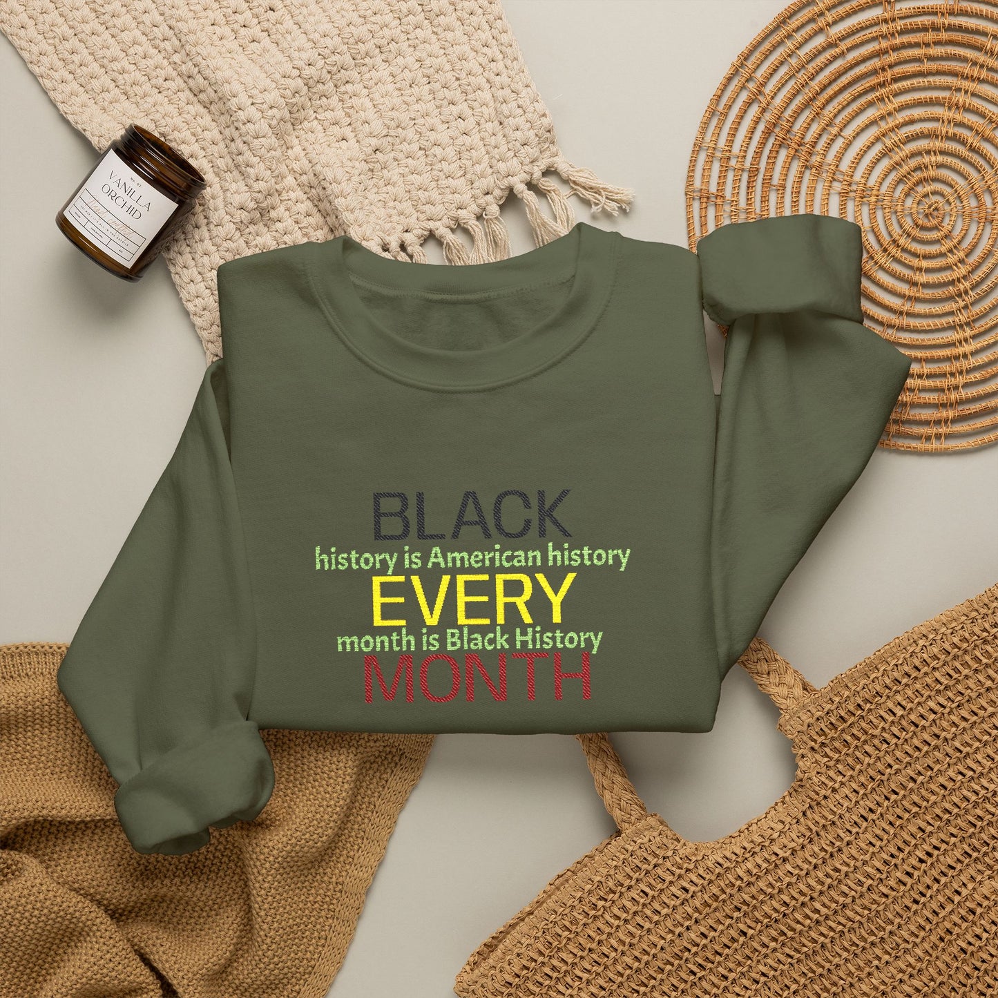 Black History | Black Every Month Crewneck Sweatshirt (green)