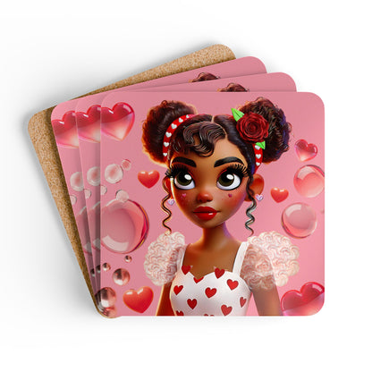 Heartbreaker Girl | Bubblegum - Corkwood Coaster Set