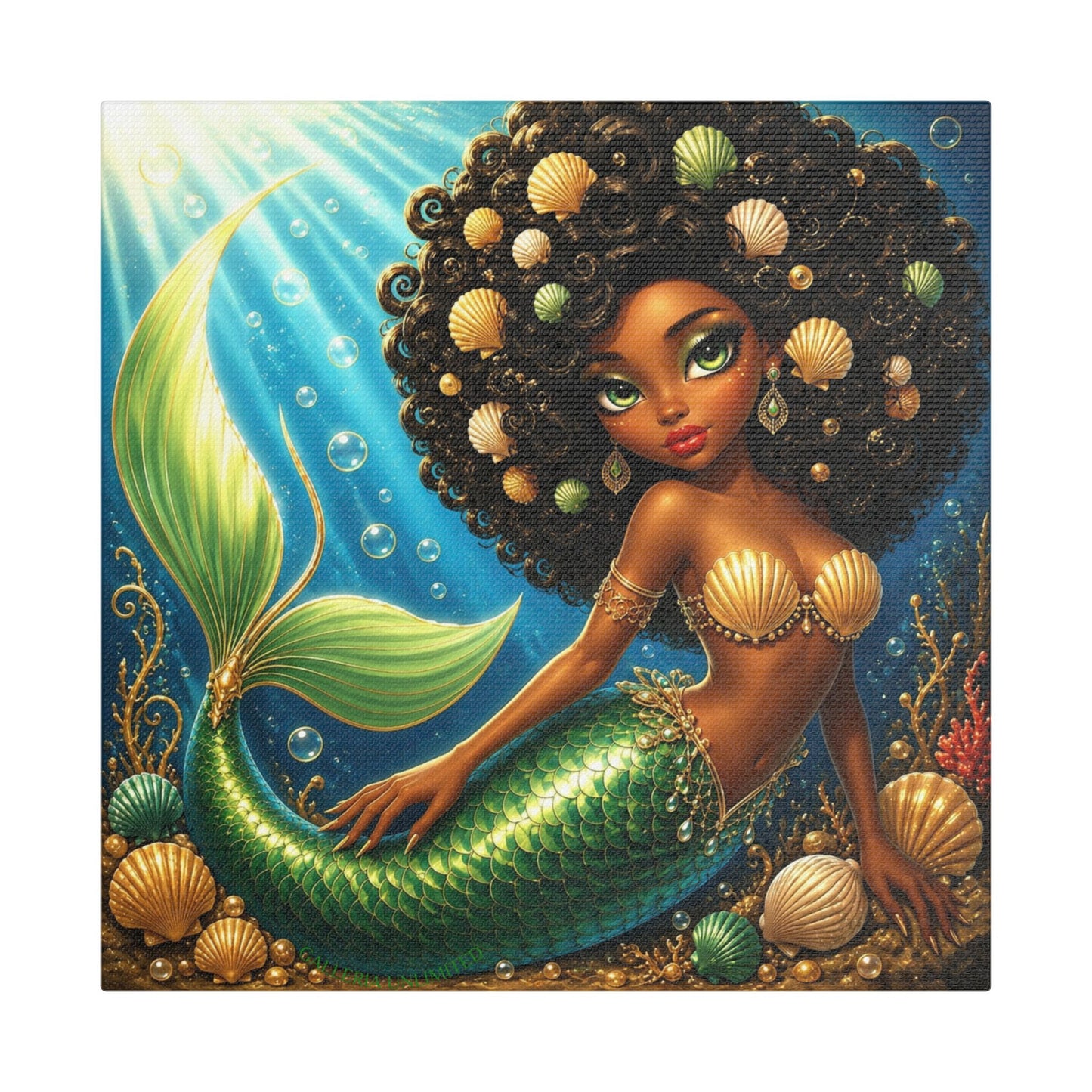 Sirens of the Gilded Sea | Jeweled Reef, Satin Stretched Canvas