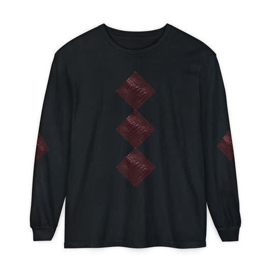 Alligator | Alligator Skin Circle Patches Long Sleeve Tee (Elbow Accents), multiple colors