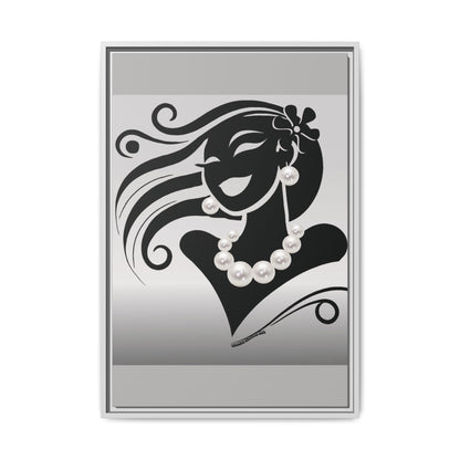 Pearls & Curls6 | Black and White - Framed Matte Canvas Art (black or white frame)