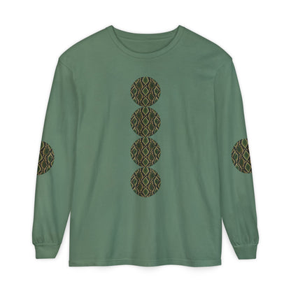Snake | Olive Snakeskin Circle Patches Long Sleeve Tee (Elbow Accents), multiple shades