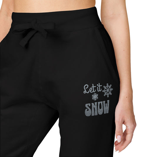 The Cozy Edit2 | Embroidered "Let It Snow" Fleece Lounge Joggers (multiple colors)