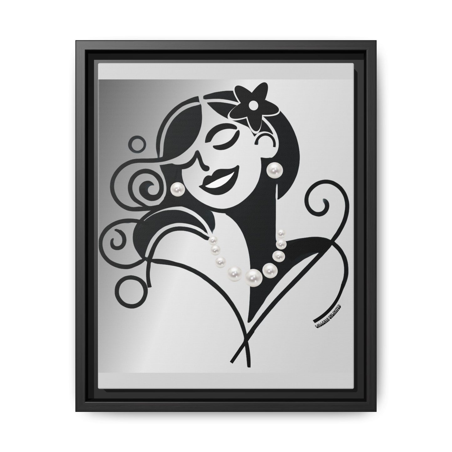 Pearls & Curls 4 | Black and White Framed Matte Canvas Wall Art (black or white frame)
