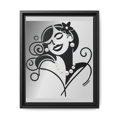 Pearls & Curls 4 | Black and White Framed Matte Canvas Wall Art (black or white frame)