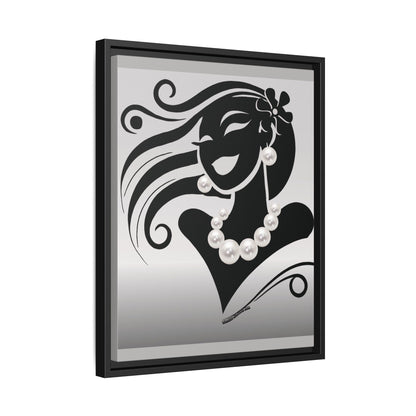 Pearls & Curls6 | Black and White - Framed Matte Canvas Art (black or white frame)