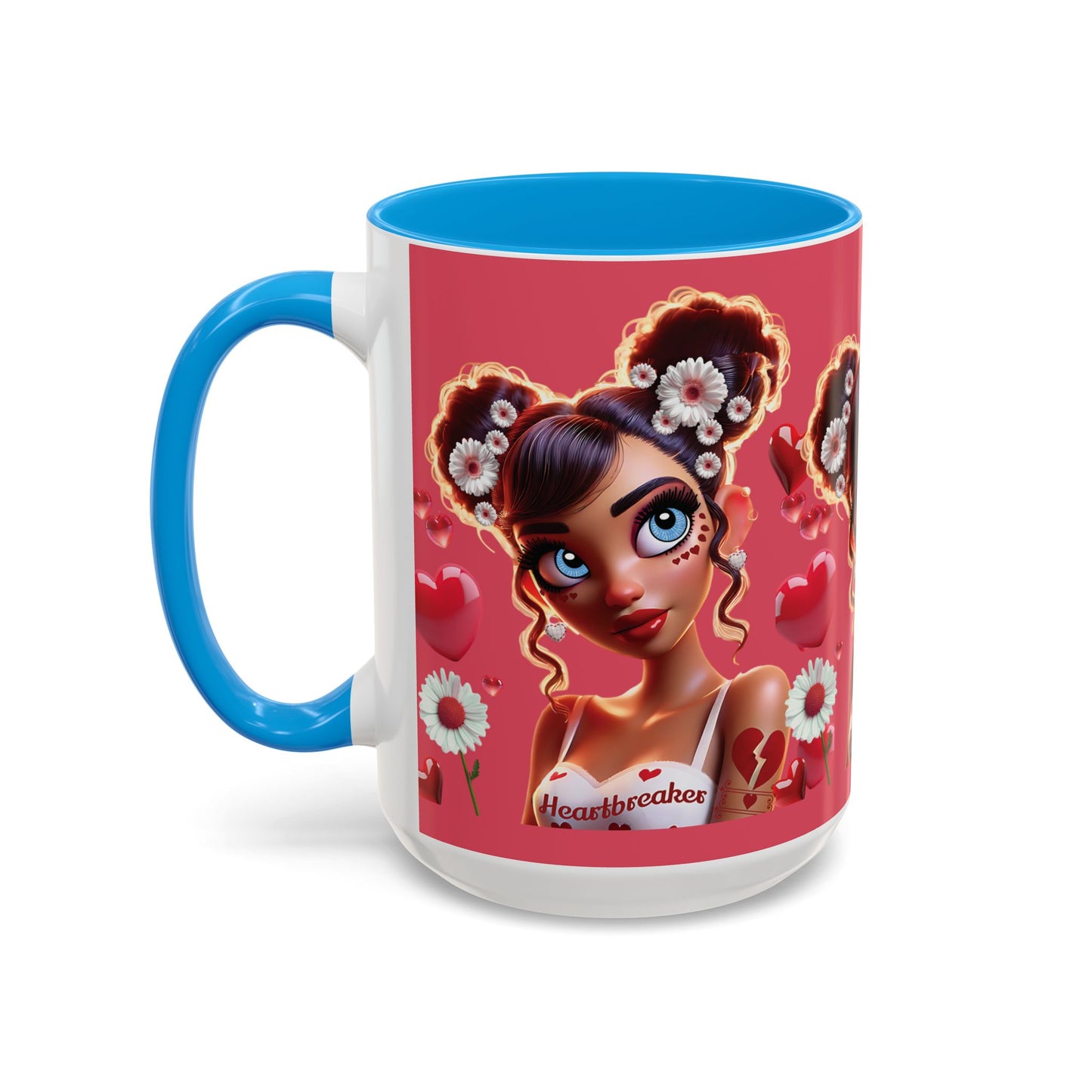Heartbreaker 1 | Raspberry - Coffee Mug, two-tone, 15 oz (multiple handle colors)