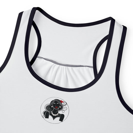 Pearls & Curls1 | White - Ruby Lips Ringer Tank (black or white trim)