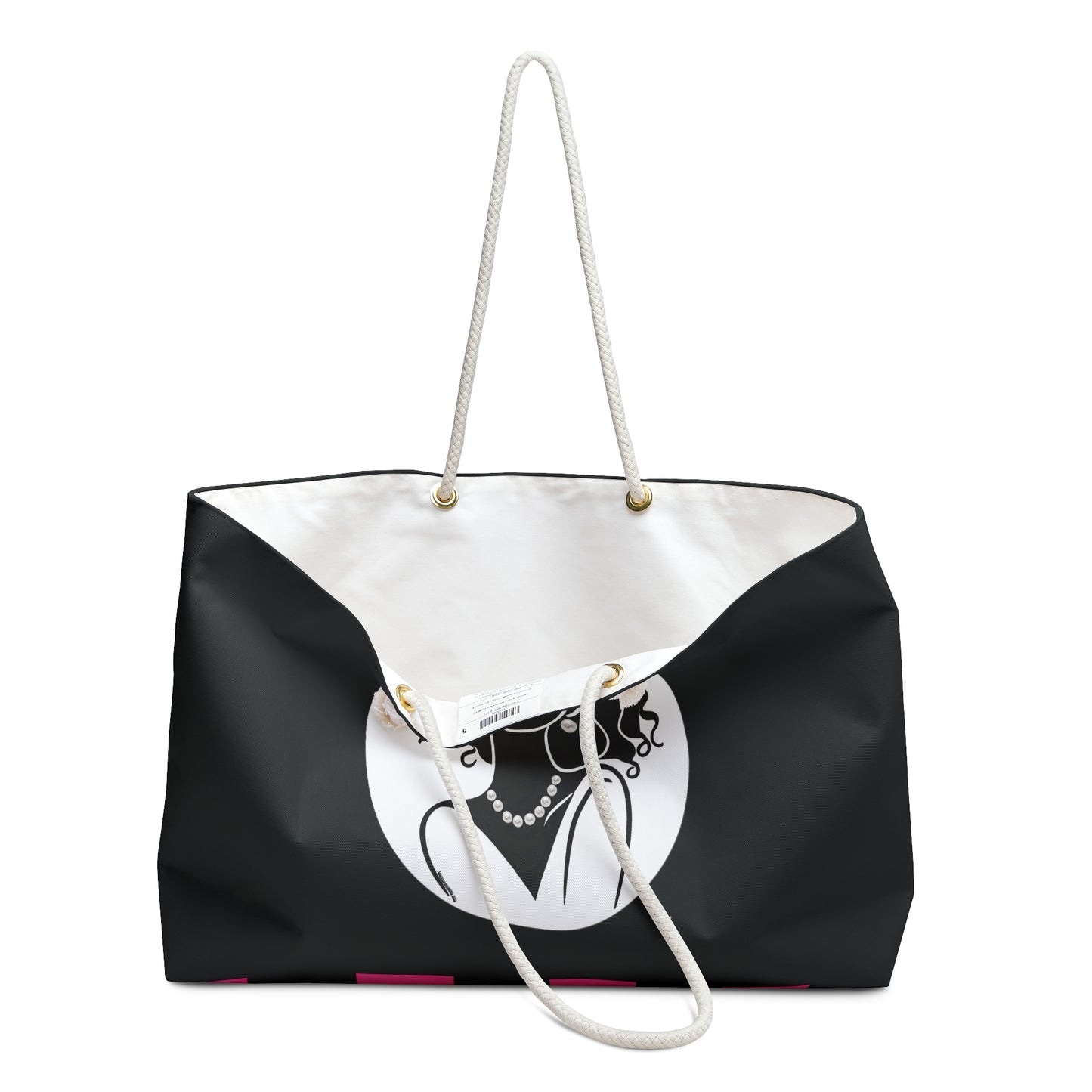 Pearls & Curls2 | Black - Two-Sided Weekender Bag