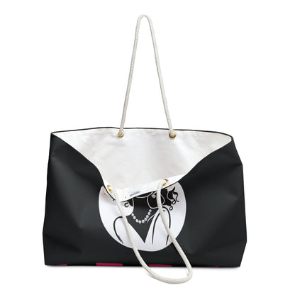 Pearls & Curls2 | Black - Two-Sided Weekender Bag