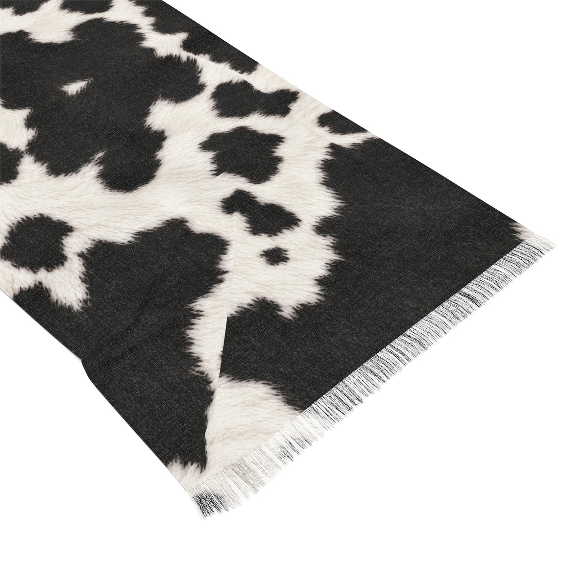 Cow | Cow Print Lightweight Scarf — Black & White Sheer Fashion Scarf