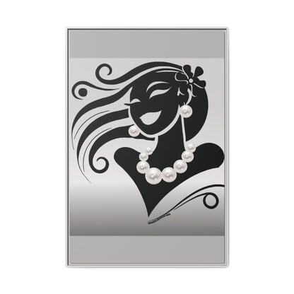 Pearls & Curls6 | Black and White - Framed Matte Canvas Art (black or white frame)