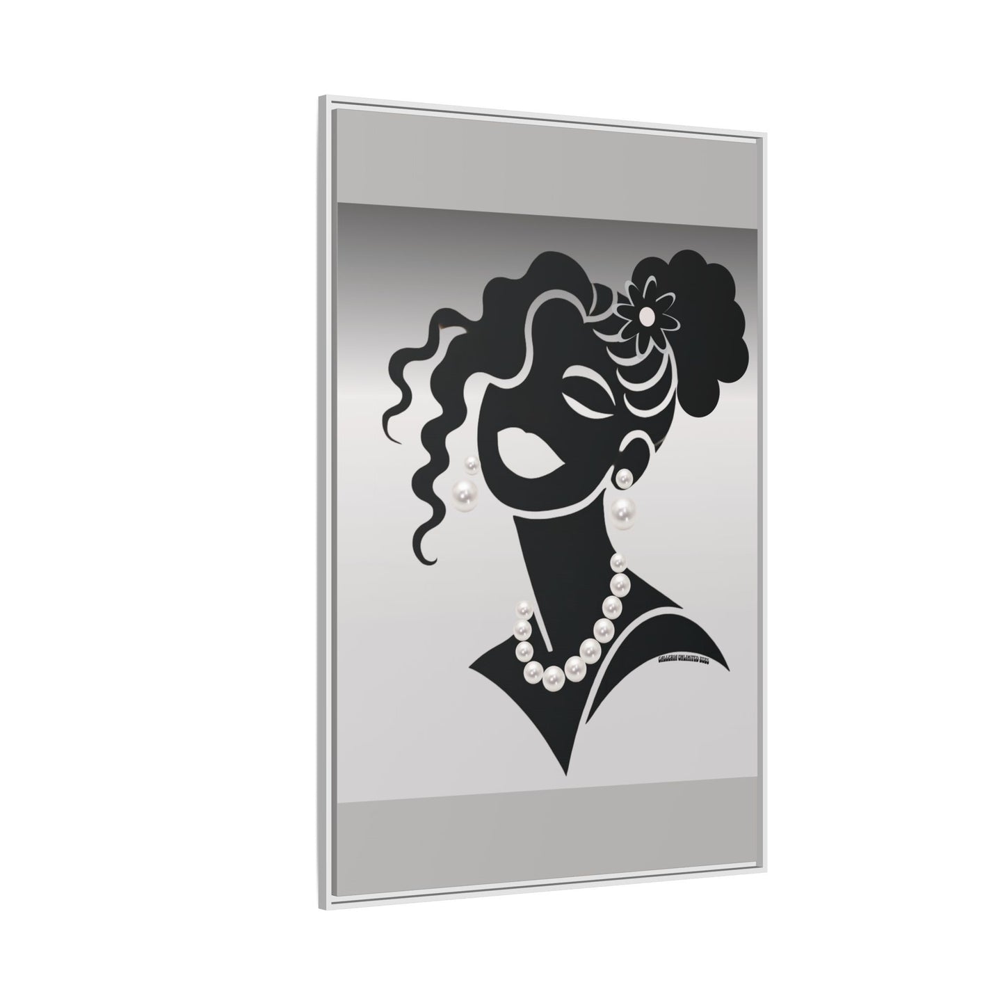 Pearls & Curls5 | Black and White - Framed Matte Canvas Art (black or white frame)
