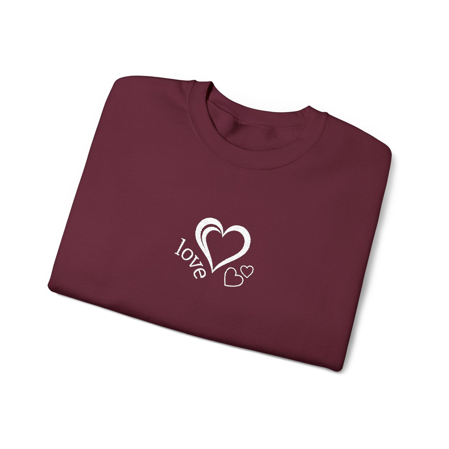 Heartbreaker 0 | White Embroidered Love Crewneck Sweatshirt