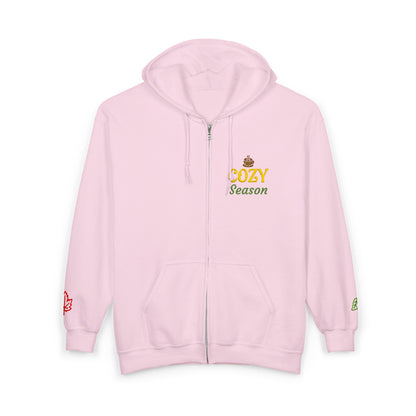 Harvest Haze | 'Cozy Season' Embroidered Zip Hoodie (multiple colors)
