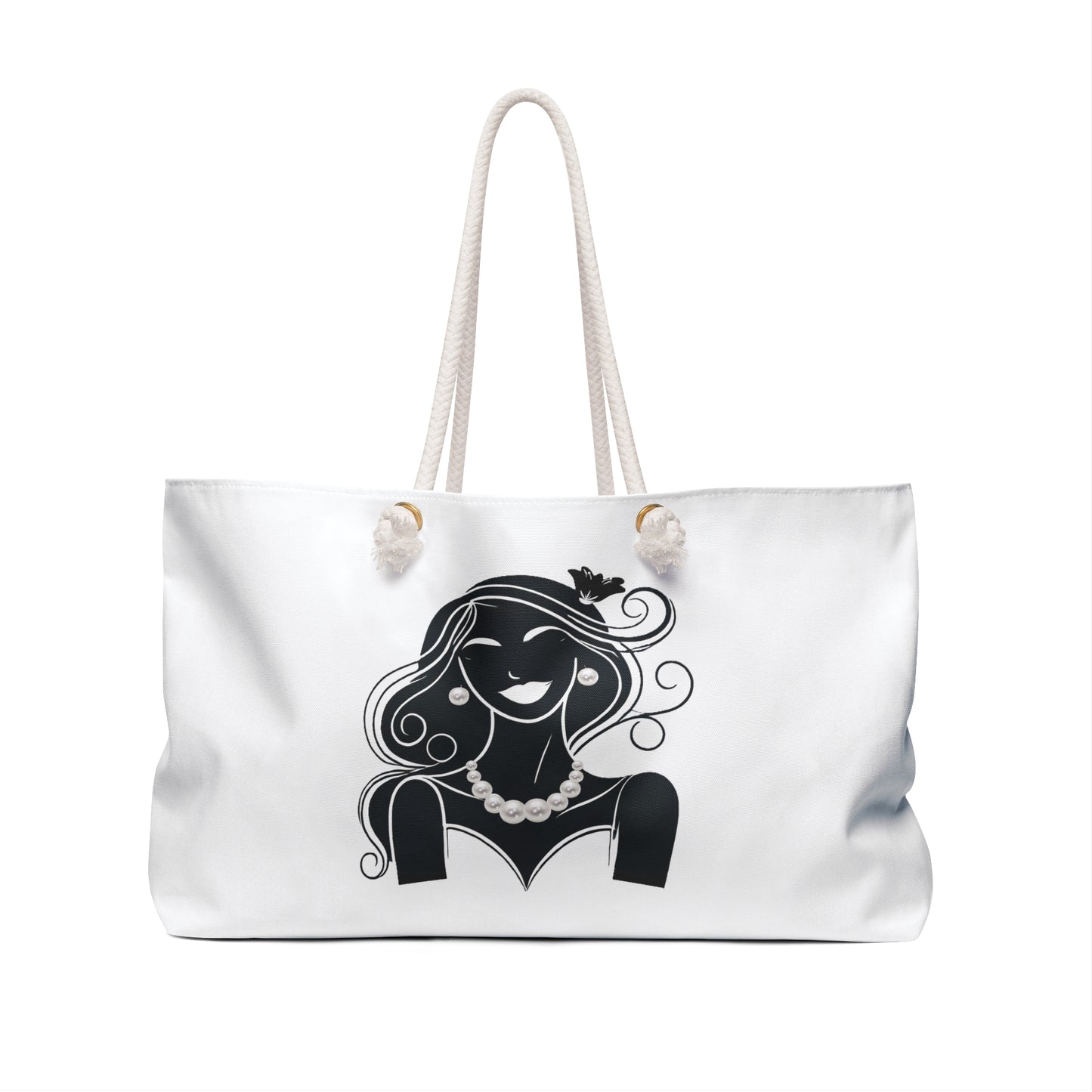 Pearls & Curls 1 | White Double-Sided Weekender Bag
