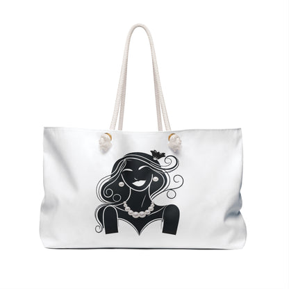 Pearls & Curls 1 | White Double-Sided Weekender Bag