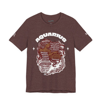 Aquarius| Word Art Graphic Tee (garnet) -- "Aquarius" Definition on Back