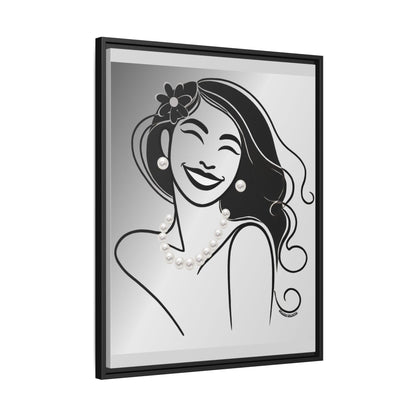 Pearls & Curls 3 | Black and White Framed Matte Canvas Wall Art
