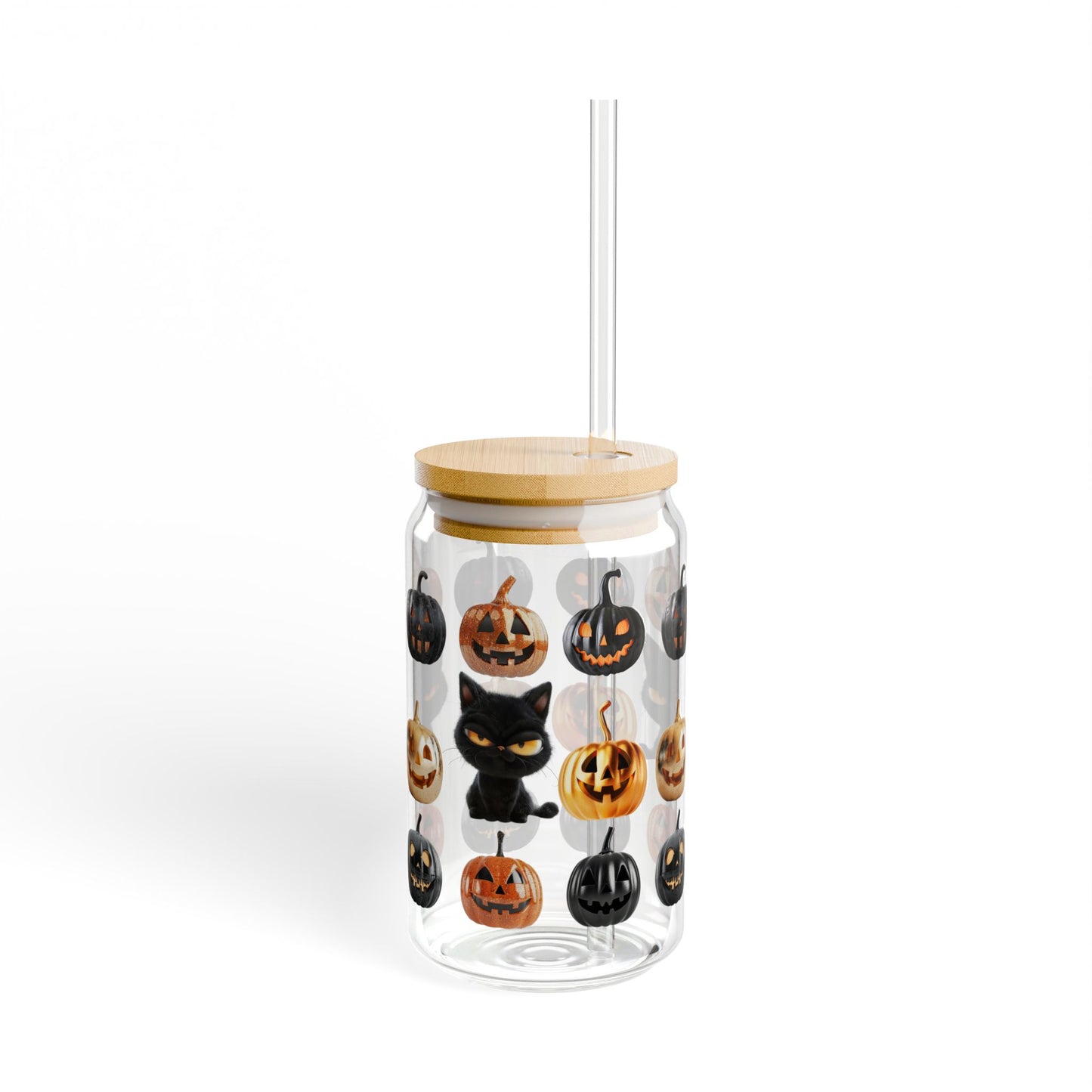 Harvest Haze 0 | Black Cat Halloween Sipper Glass (16 oz)