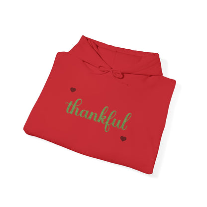 The Thankful Edit1 | Light Green Embroidered Thankful Hoodie, maroon hearts (multiple colors)