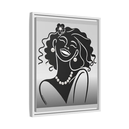 Pearls & Curls 2 | Black and White Framed Matte Canvas Wall Art (black or white frame)