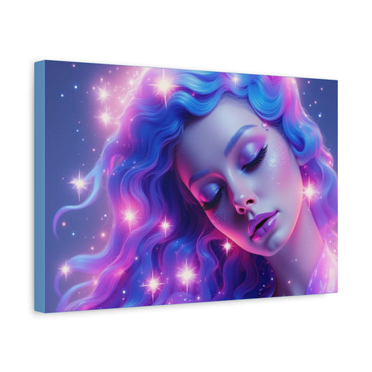Winter Fantasy1 | Dreamy Neon Muse, Matte Canvas Print