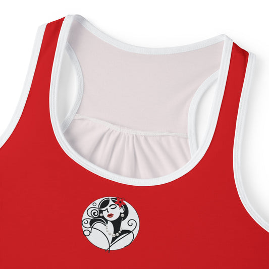 Pearls & Curls4 | Light Red - Scarlet Kiss Ringer Tank (black or white trim)