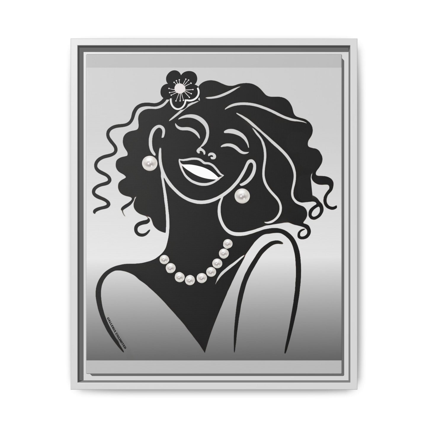 Pearls & Curls 2 | Black and White Framed Matte Canvas Wall Art (black or white frame)