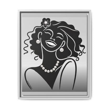 Pearls & Curls 2 | Black and White Framed Matte Canvas Wall Art (black or white frame)