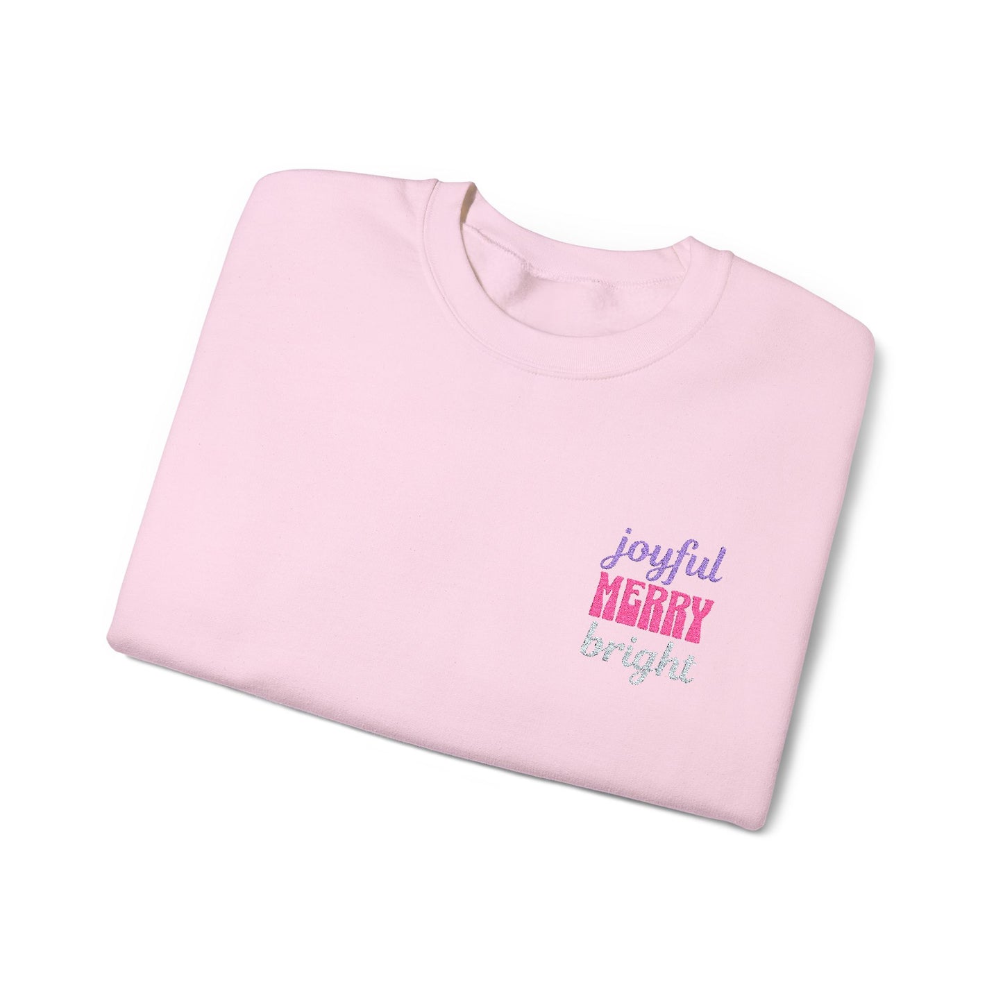 The Joyful Edit2 | Merry & Bright Embroidered Sweatshirt, PINK Palette (multiple colors)