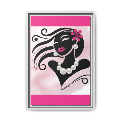 Pearls & Curls6 | Pink Pout - Framed Matte Canvas Art